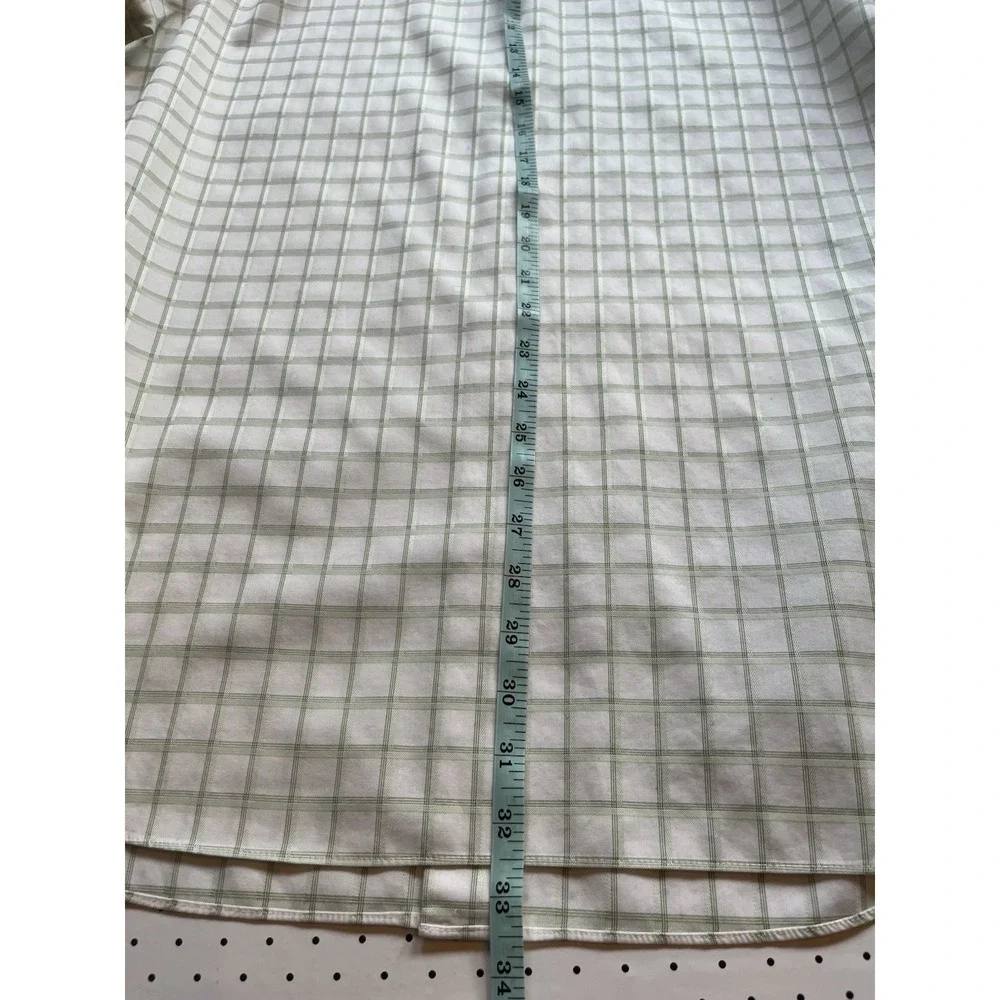 Banana Republic Non-Iron Slim Fit Windowpane‎ Dress Shirt Men's XL Green Stripe